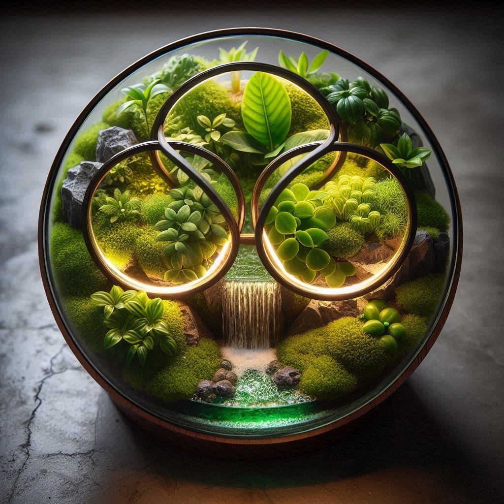 The three rings of life in a glass terrarium